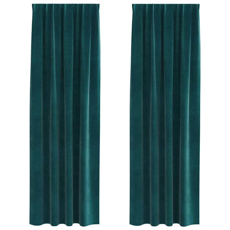 Vidaxx rideaux occultants 2 pcs vert foncé 140 x 225 cm velours