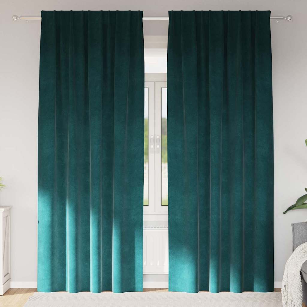 Vidaxx rideaux occultants 2 pcs vert foncé 140 x 245 cm velours