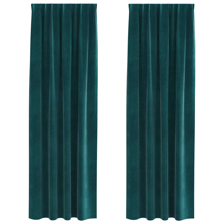 Vidaxx rideaux occultants 2 pcs vert foncé 140 x 260 cm velours