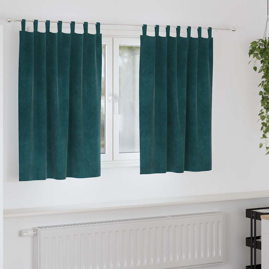 Vidaxl rideaux occultants 2 pcs vert foncé 140 x 140 cm velours