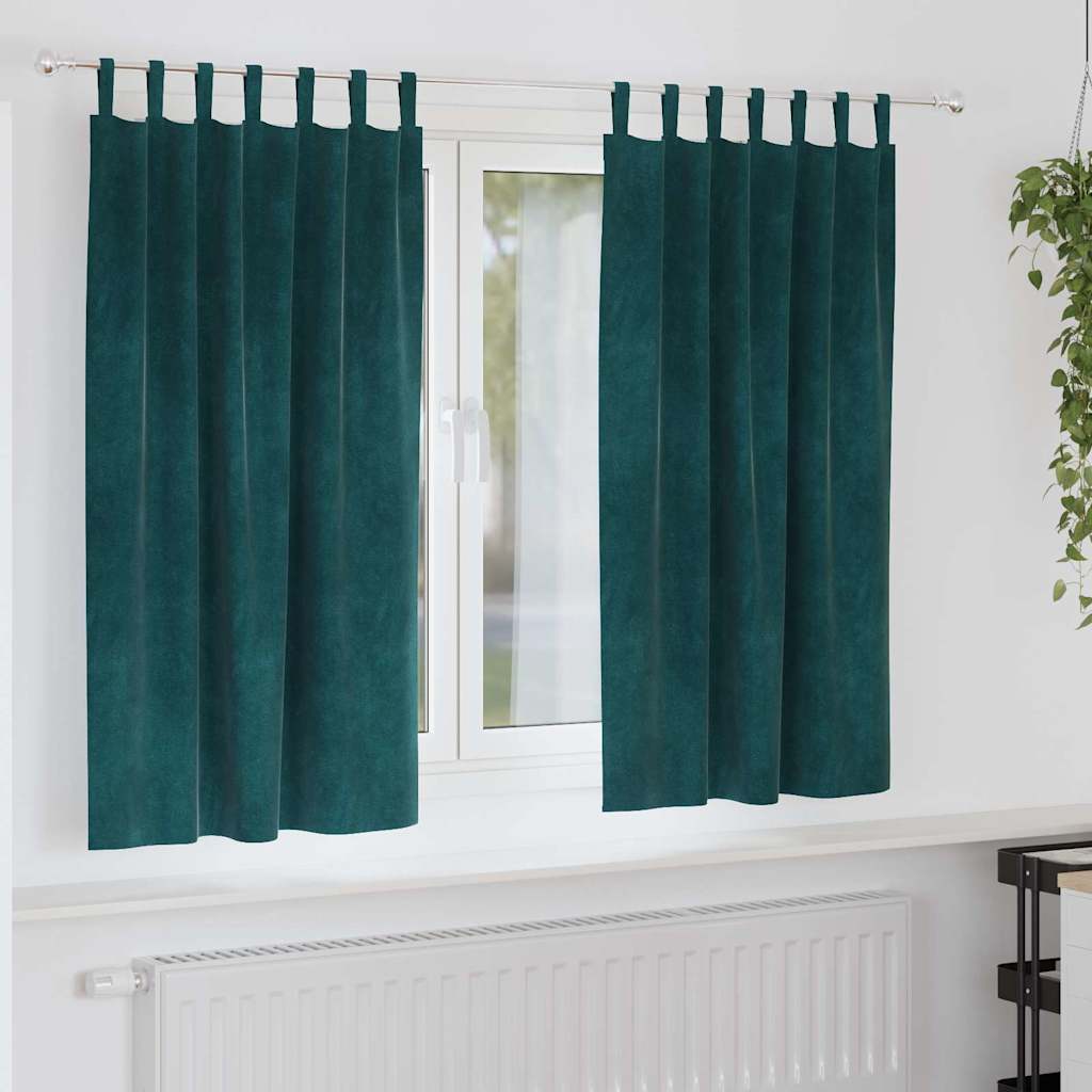 Vidaxx rideaux occultants 2 pcs vert foncé 140 x 175 cm velours
