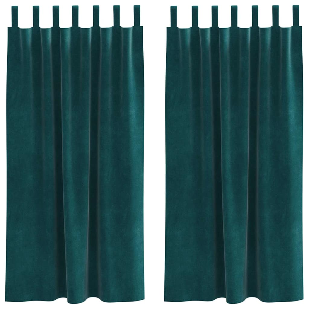 Vidaxx rideaux occultants 2 pcs vert foncé 140 x 175 cm velours