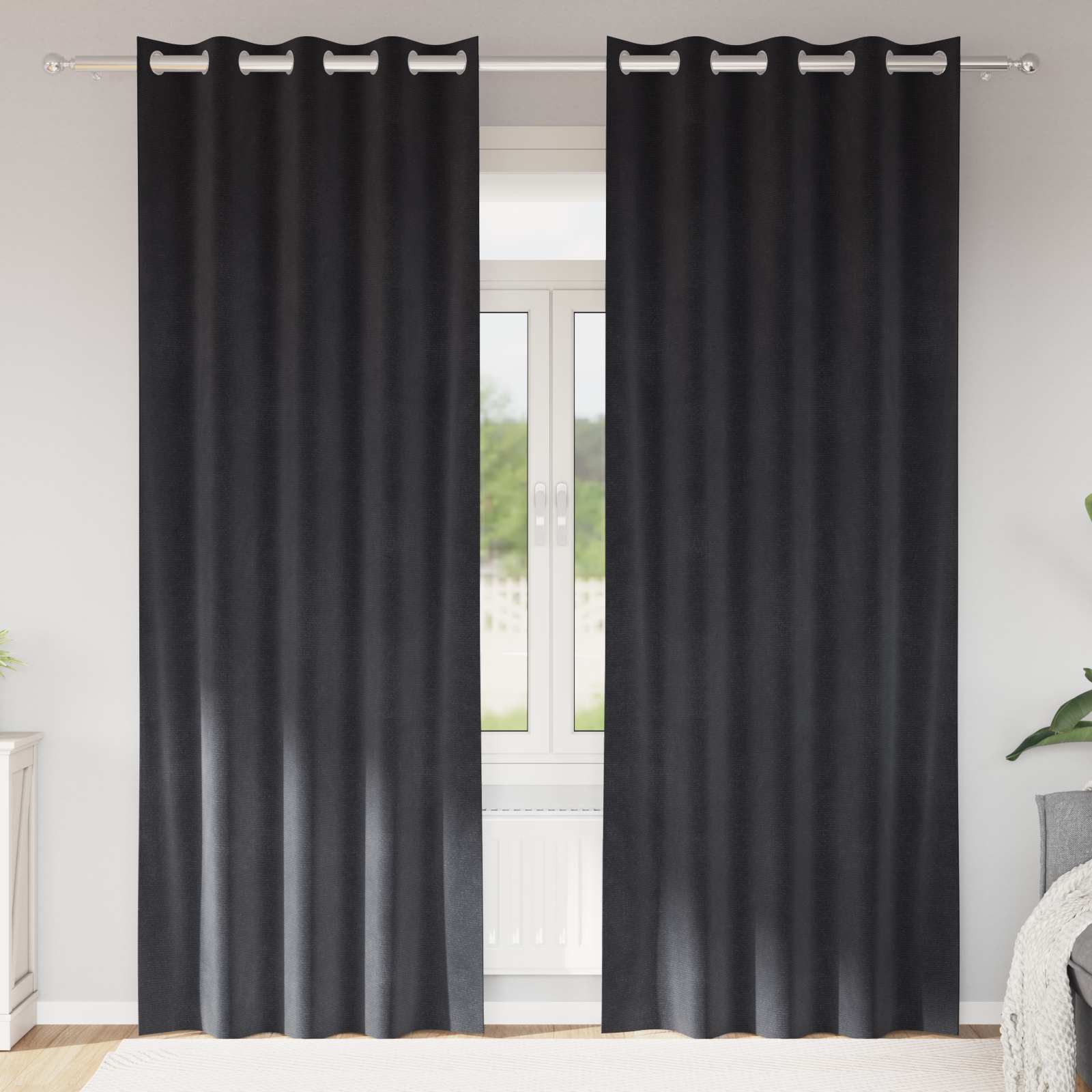 Vidaxl rideaux occultants 2 pcs gris foncé 140 x 245 cm velours