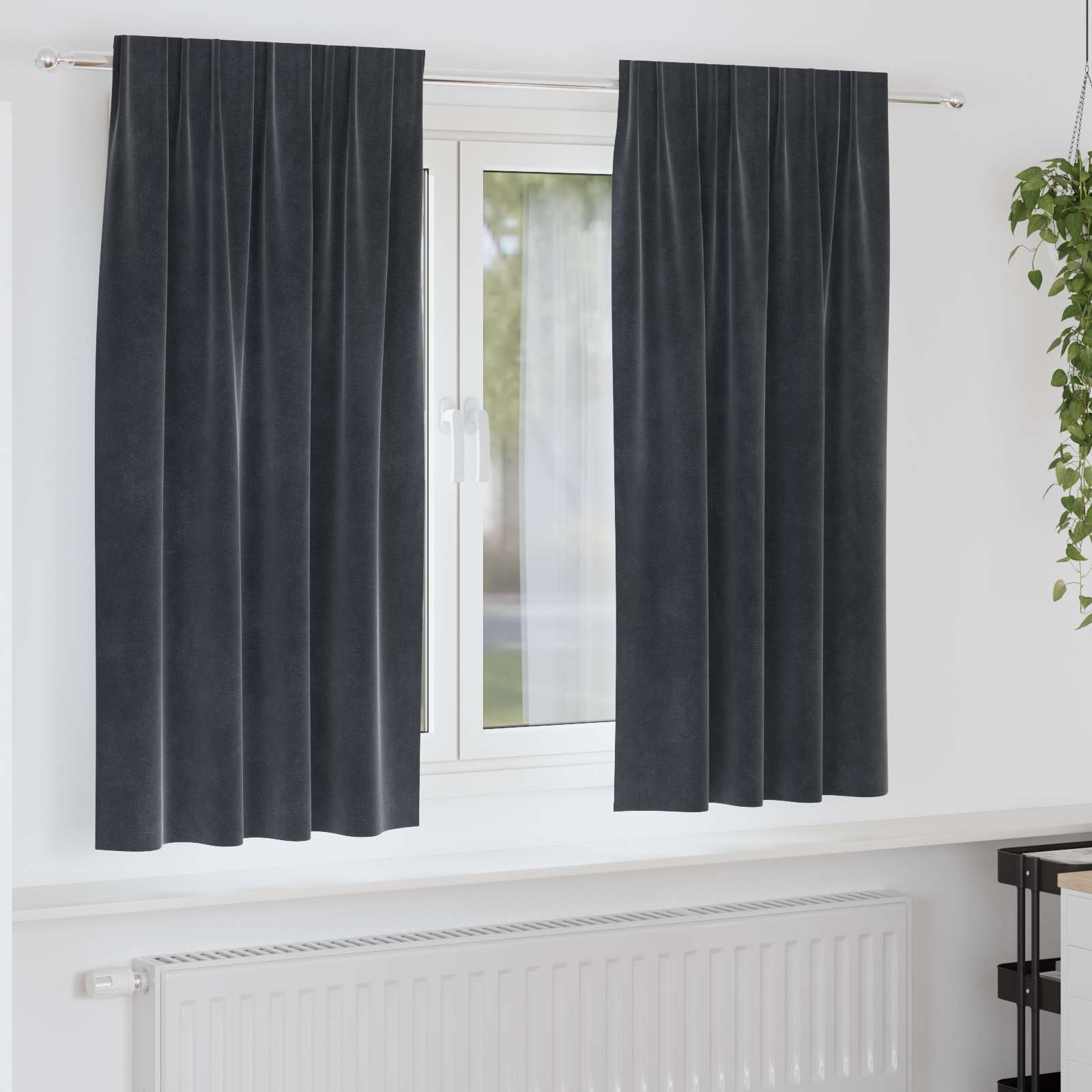 Vidaxl rideaux occultants 2 pcs gris foncé 140 x 175 cm velours