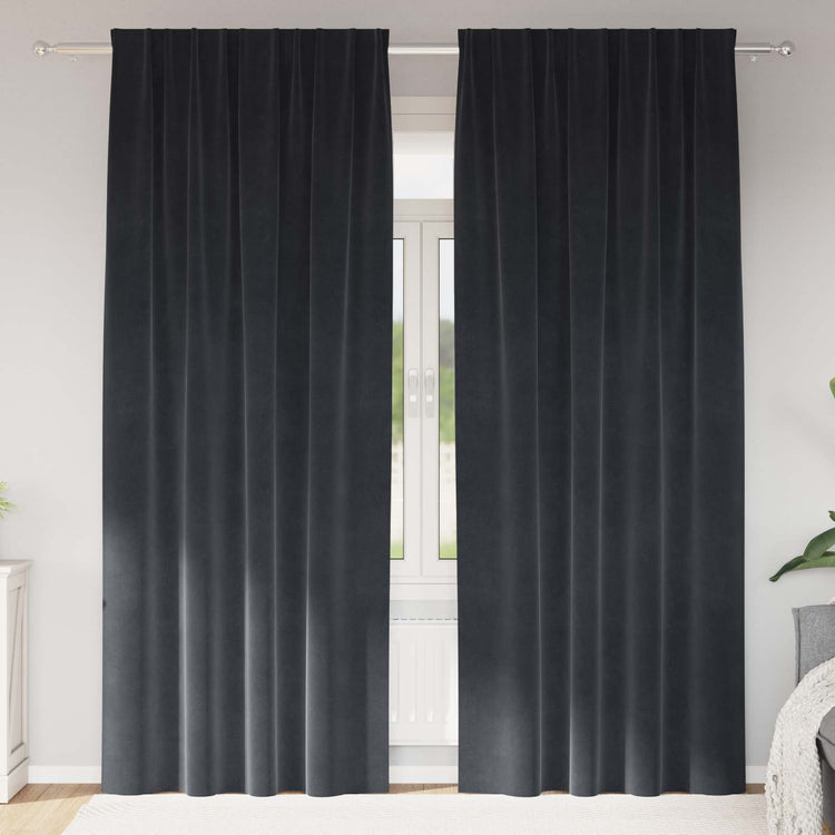 Vidaxl rideaux occultants 2 pcs gris foncé 140 x 225 cm velours