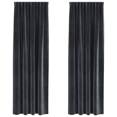 Vidaxl rideaux occultants 2 pcs gris foncé 140 x 225 cm velours