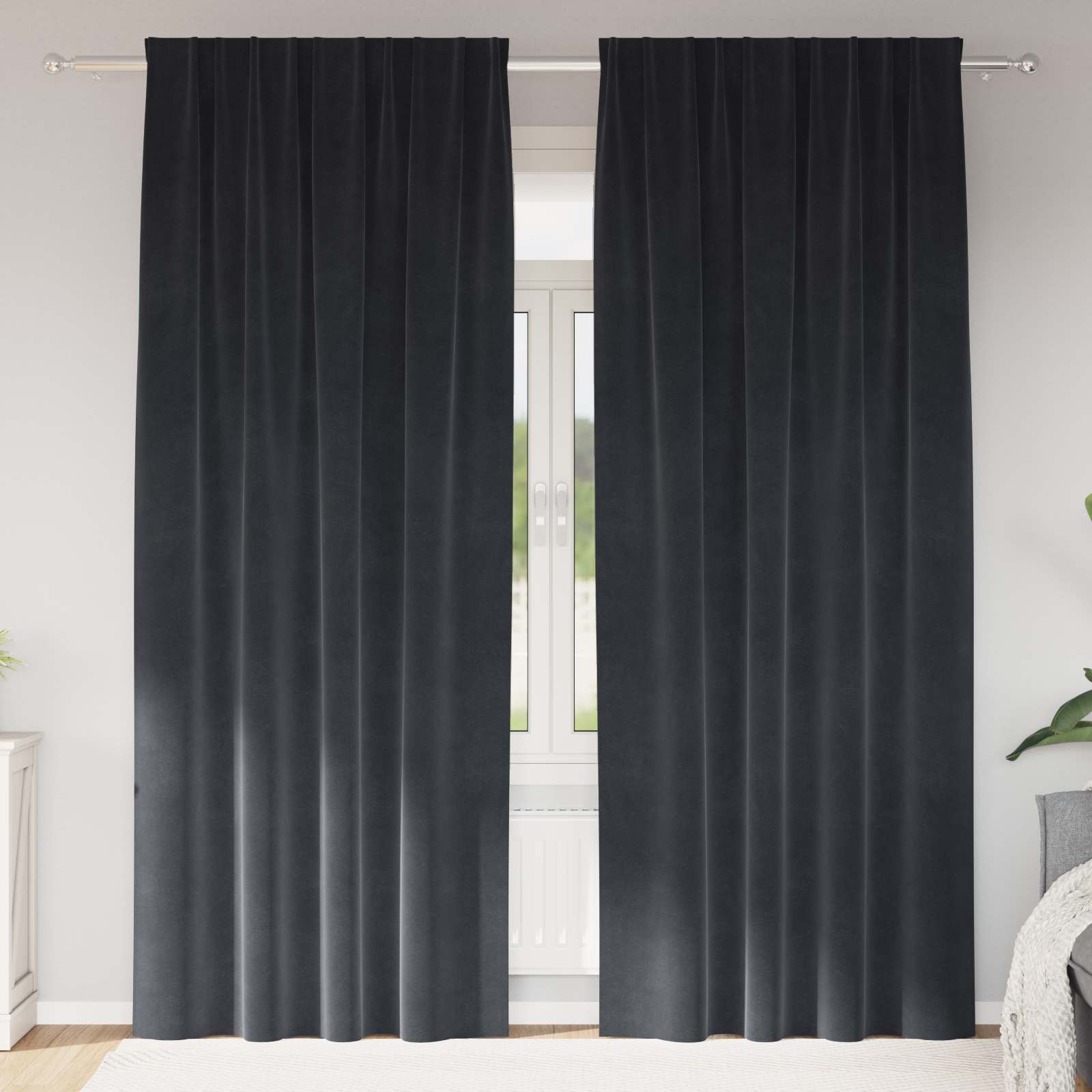 Vidaxl rideaux occultants 2 pcs gris foncé 140 x 260 cm velours