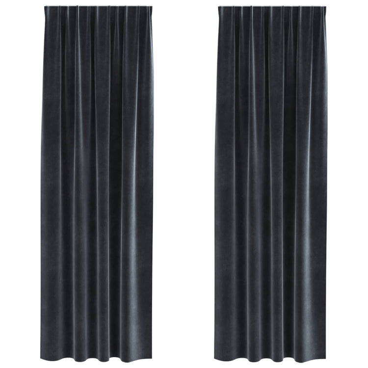 Vidaxl rideaux occultants 2 pcs gris foncé 140 x 260 cm velours
