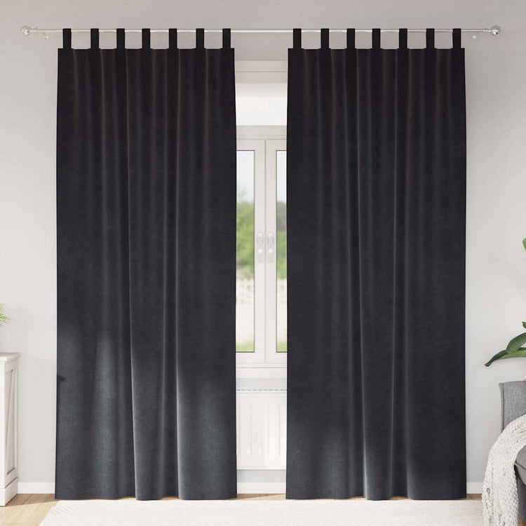 Vidaxl rideaux occultants 2 pcs gris foncé 140 x 225 cm velours