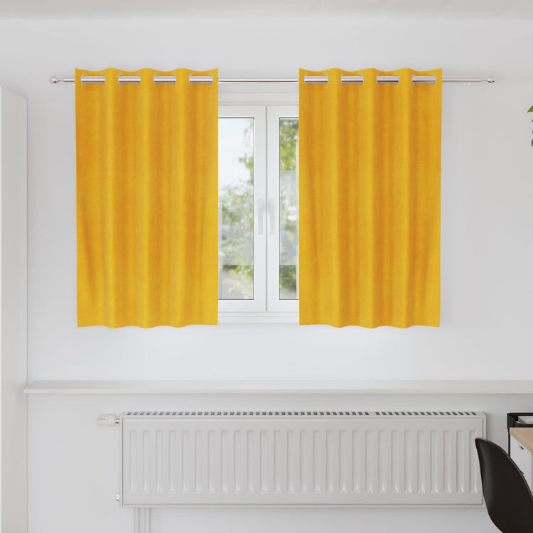 Vidaxl rideaux occultants 2 pcs jaune moutarde 140 x 140 cm velours
