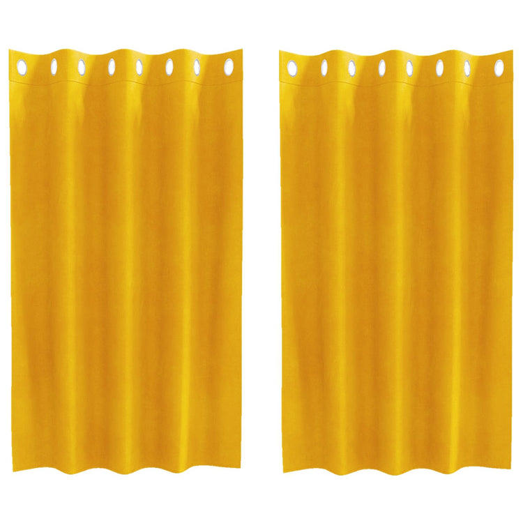 Vidaxl rideaux occultants 2 pcs jaune moutarde 140 x 140 cm velours