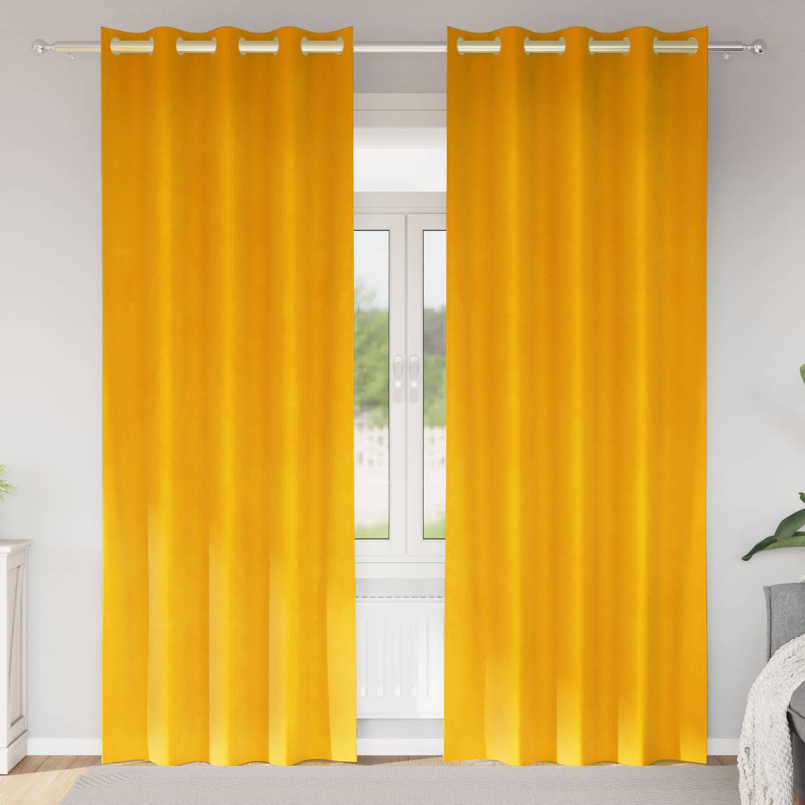 Vidaxl rideaux occultants 2 pcs jaune moutarde 140 x 245 cm velours