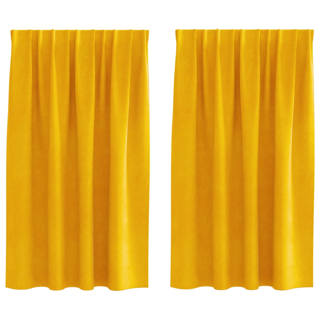 Vidaxl rideaux occultants 2 pcs jaune moutarde 140 x 140 cm velours