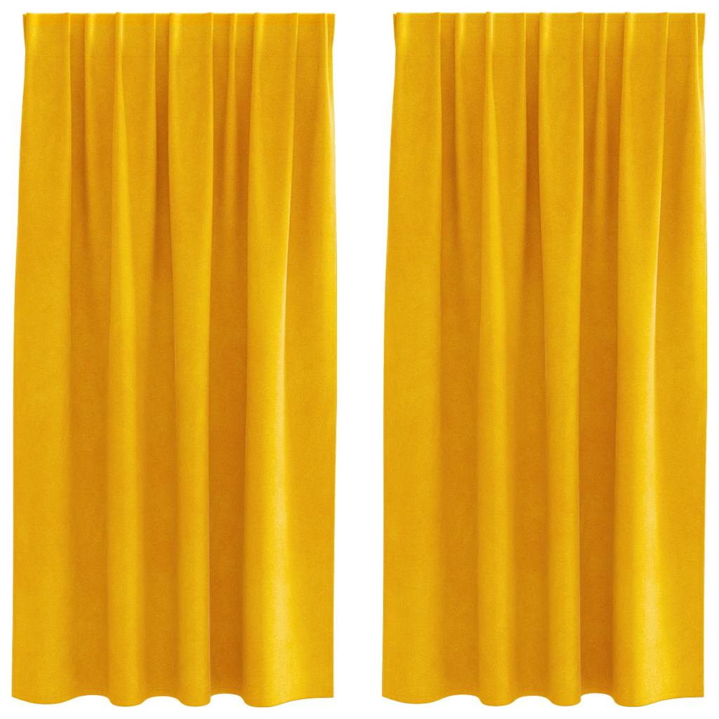 Vidaxl rideaux occultants 2 pcs jaune moutarde 140 x 175 cm velours