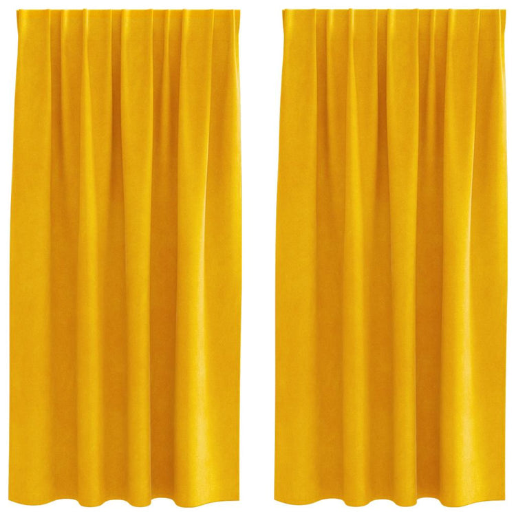 Vidaxl rideaux occultants 2 pcs jaune moutarde 140 x 175 cm velours