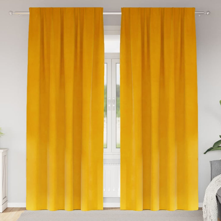 Vidaxl rideaux occultants 2 pcs jaune moutarde 140 x 245 cm velours