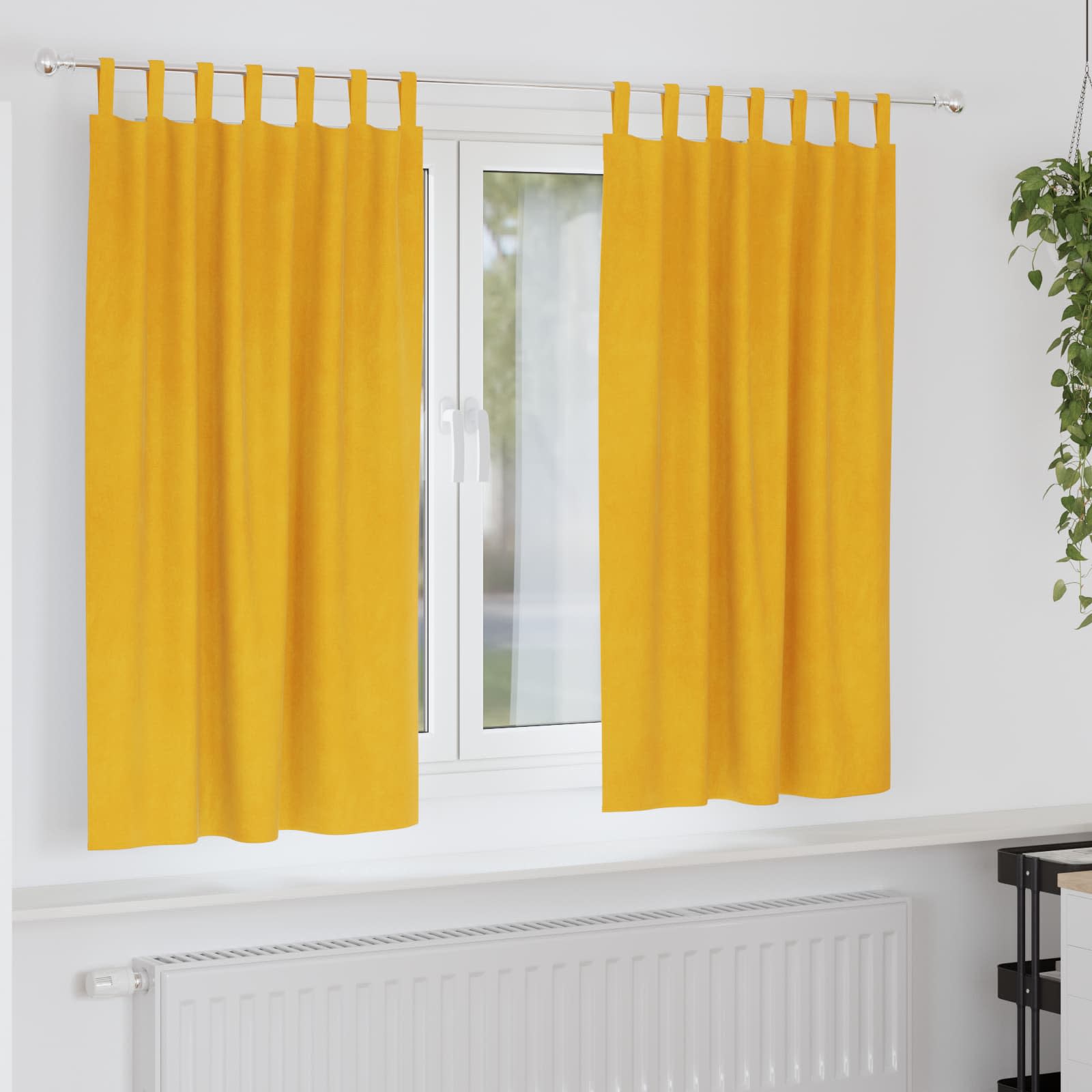Vidaxl rideaux occultants 2 pcs jaune moutarde 140 x 175 cm velours