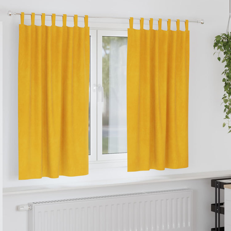 Vidaxl rideaux occultants 2 pcs jaune moutarde 140 x 175 cm velours