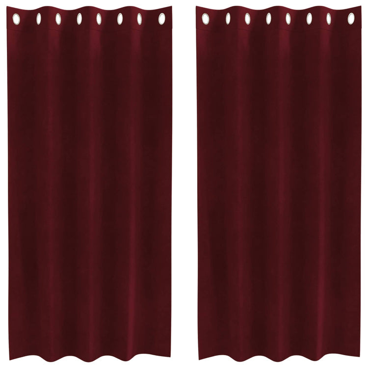 Vidaxl rideaux occultants 2 pcs bordeaux 140 x 175 cm velours