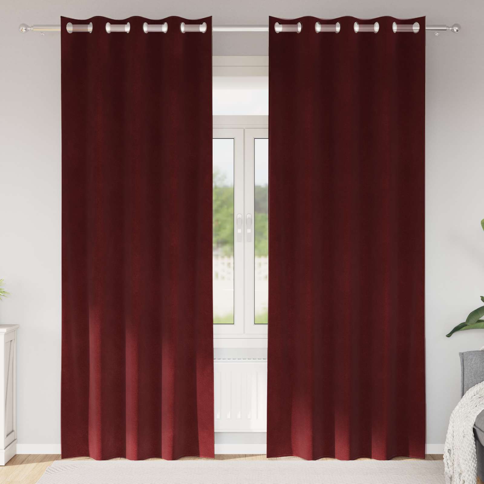 Vidaxl rideaux occultants 2 pcs bordeaux 140 x 225 cm velours
