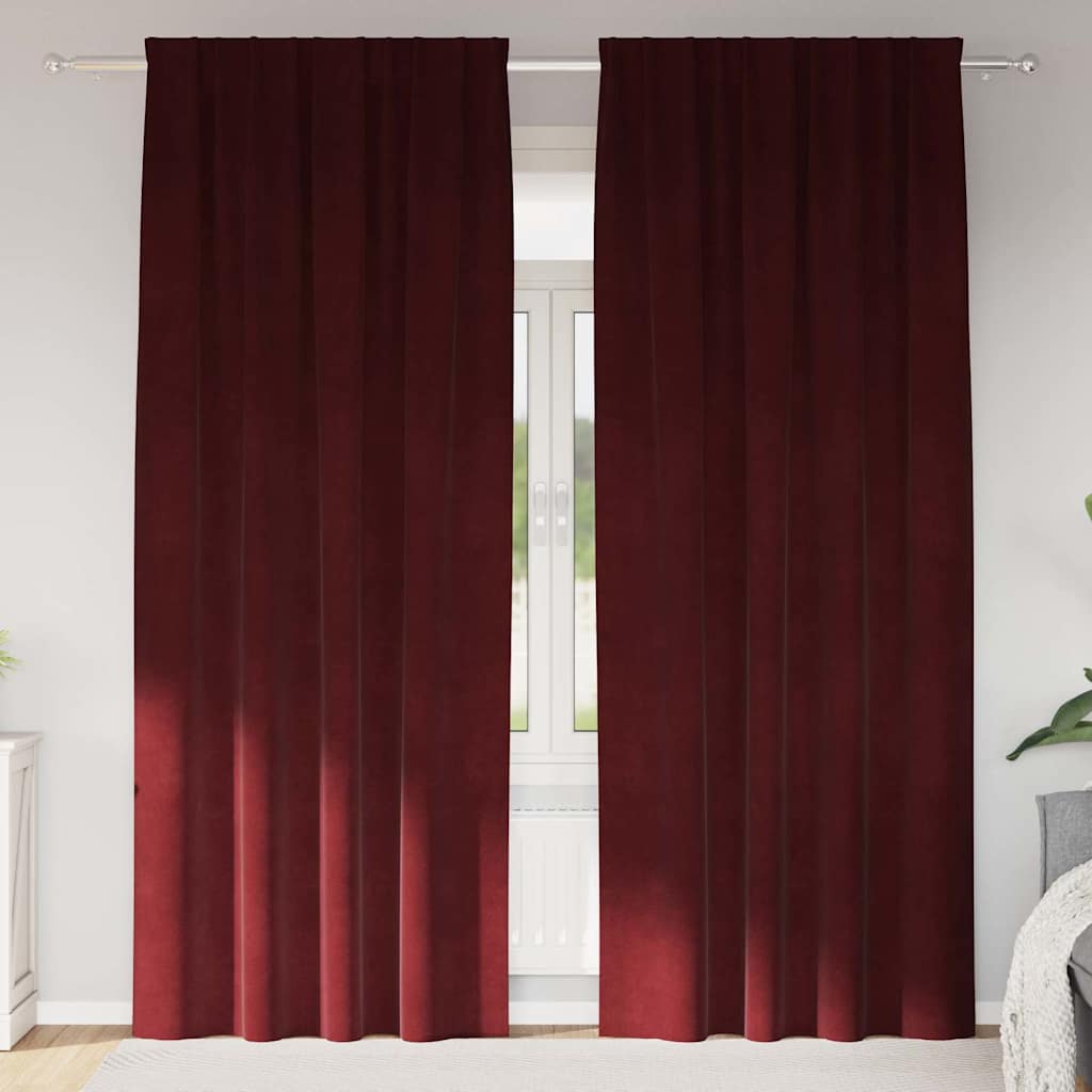 Vidaxl rideaux occultants 2 pcs bordeaux 140 x 225 cm velours