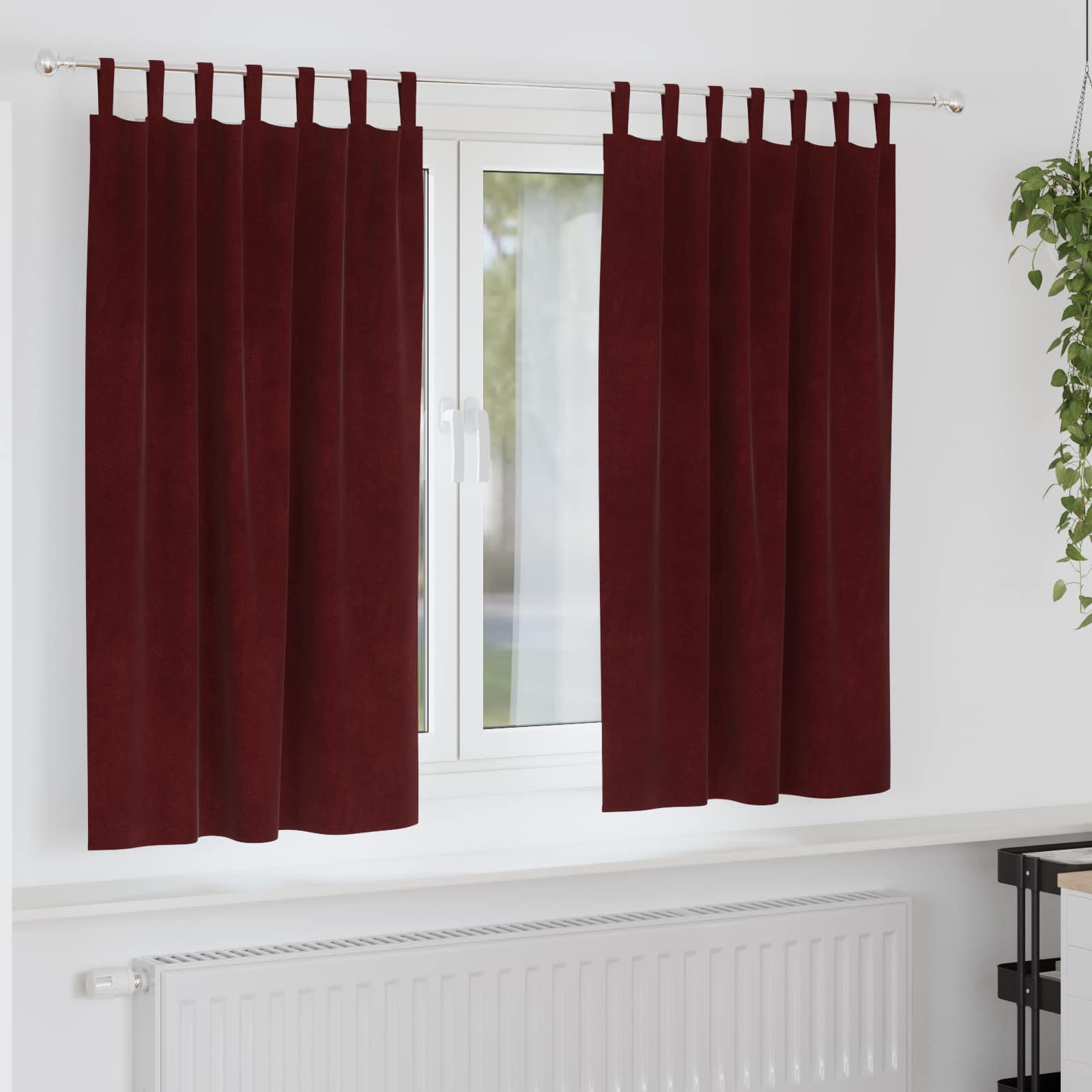 Vidaxl rideaux occultants 2 pcs bordeaux 140 x 175 cm velours