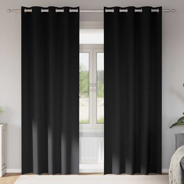 VidaXL rideaux occultants avec anneaux 2 pcs noir 260 x 140 cm