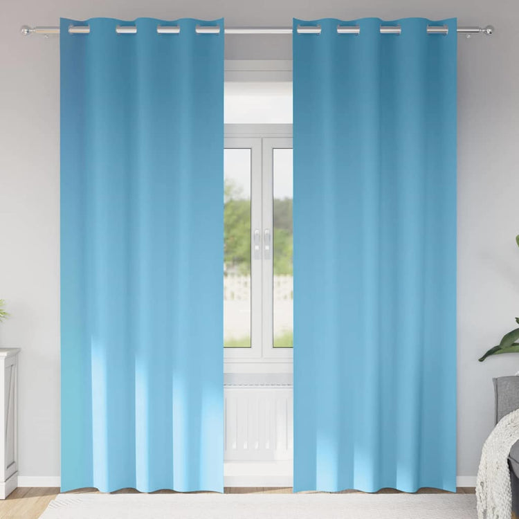 Vidaxxl rideaux occultants avec anneaux 2 pcs bleu clair 225 x 140 cm