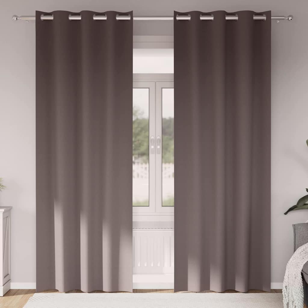Vidaxl rideaux occultants avec anneaux 2 pcs marron foncé 225 x 140 cm