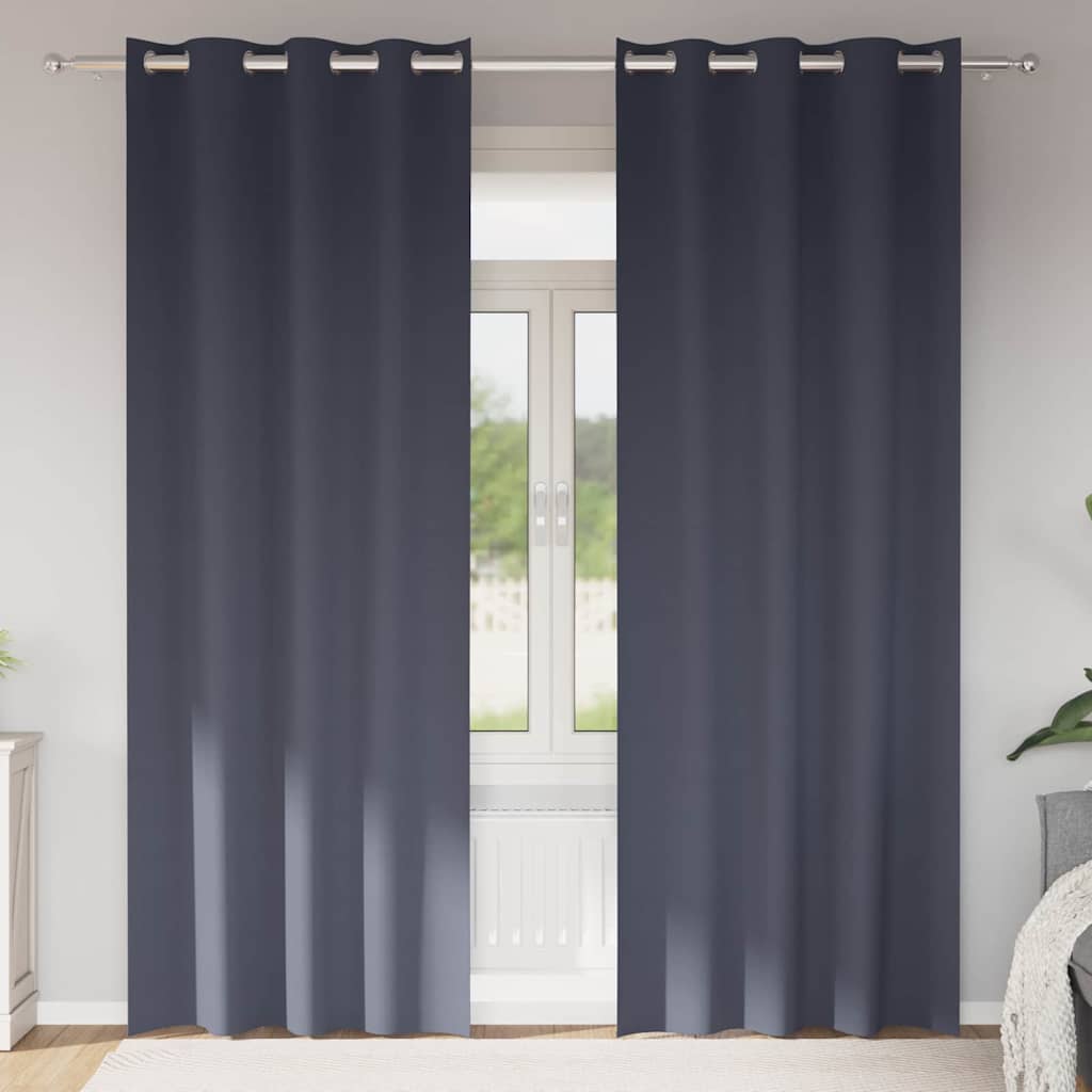 Vidaxl rideaux occultants avec anneaux 2 pcs anthracite 245 x 140 cm