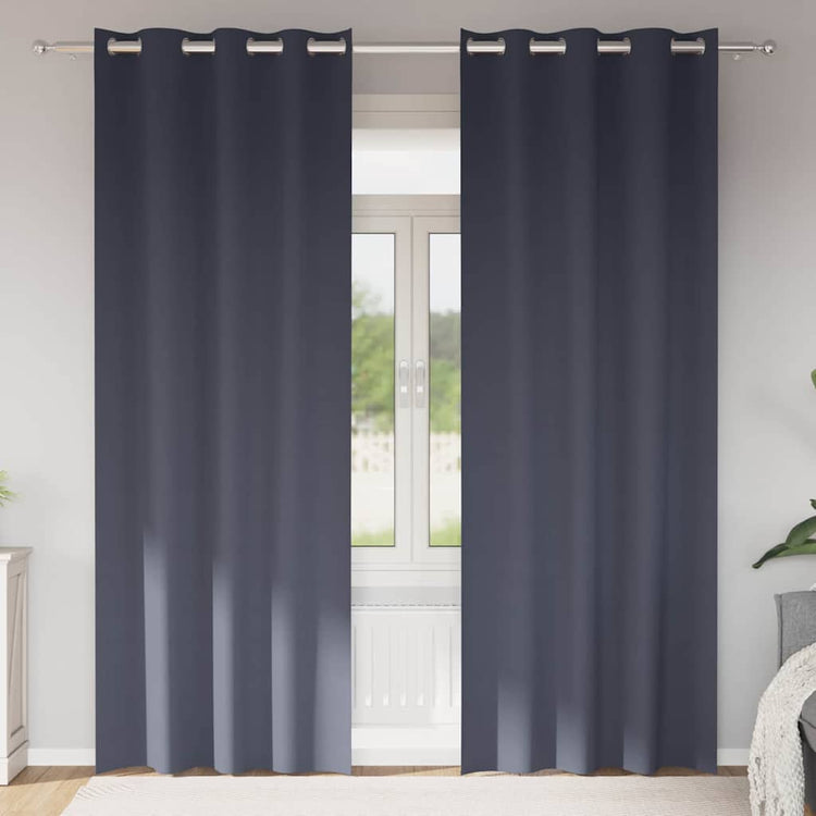 Vidaxl rideaux occultants avec anneaux 2 pcs anthracite 260 x 140 cm