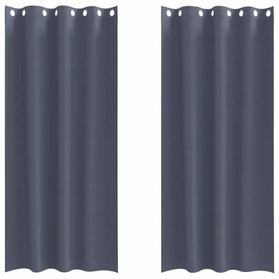 Vidaxl rideaux occultants avec anneaux 2 pcs anthracite 260 x 140 cm