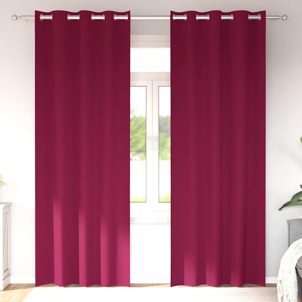 VidaXL rideaux occultants avec anneaux 2 pcs rouge vin 260 x 140 cm