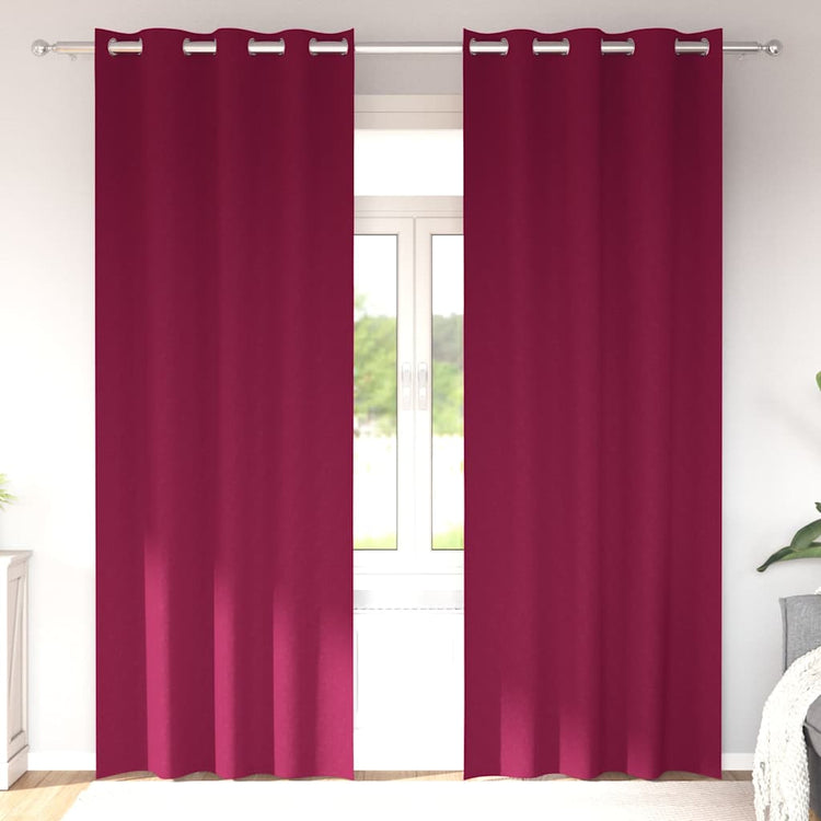 VidaXL rideaux occultants avec anneaux 2 pcs rouge vin 260 x 140 cm