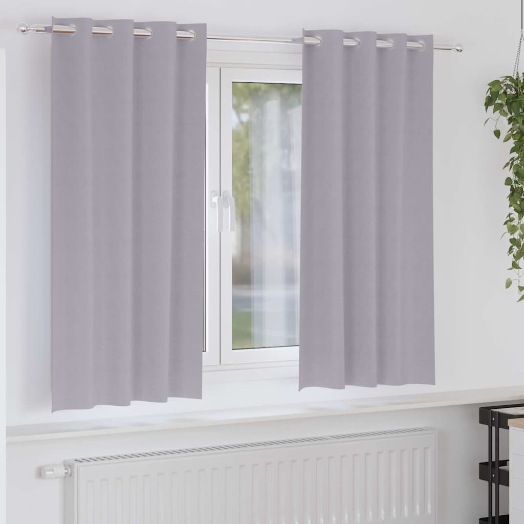 Vidaxl rideaux occultants avec anneaux 2 pcs gris métal 175 x 140 cm