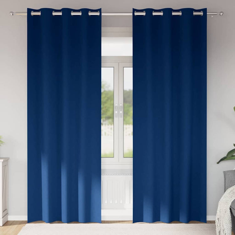 Vidaxl rideaux occultants avec anneaux 2 pcs bleu foncé 260 x 140 cm