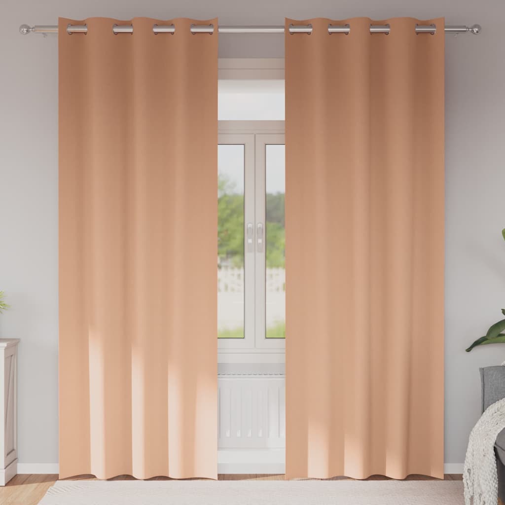 Vidaxl rideaux occultants avec anneaux 2 pcs marron clair 225 x 140 cm