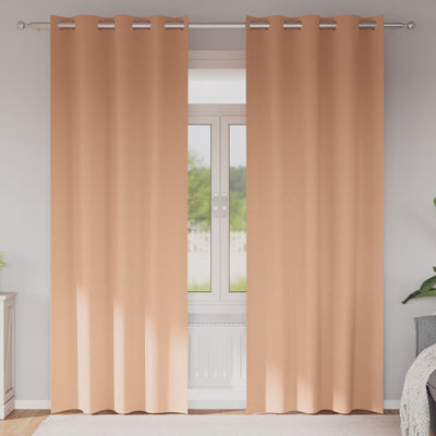 Vidaxl rideaux occultants avec anneaux 2 pcs marron clair 245 x 140 cm