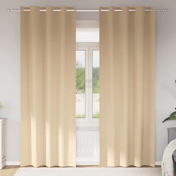 VidaXL rideaux occultants avec anneaux 2 pcs crème 245 x 140 cm