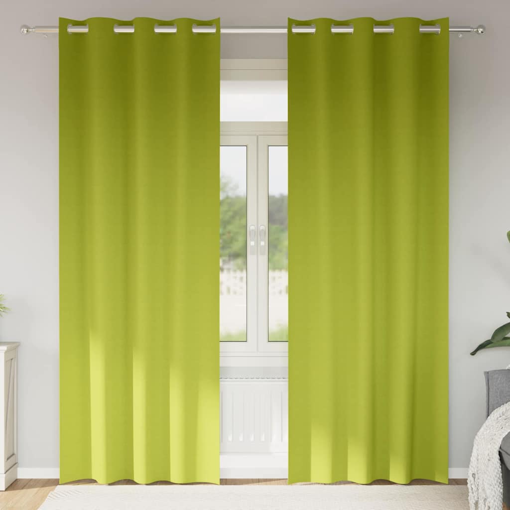 VidaXL rideaux occultants avec anneaux 2 pcs vert 225 x 140 cm
