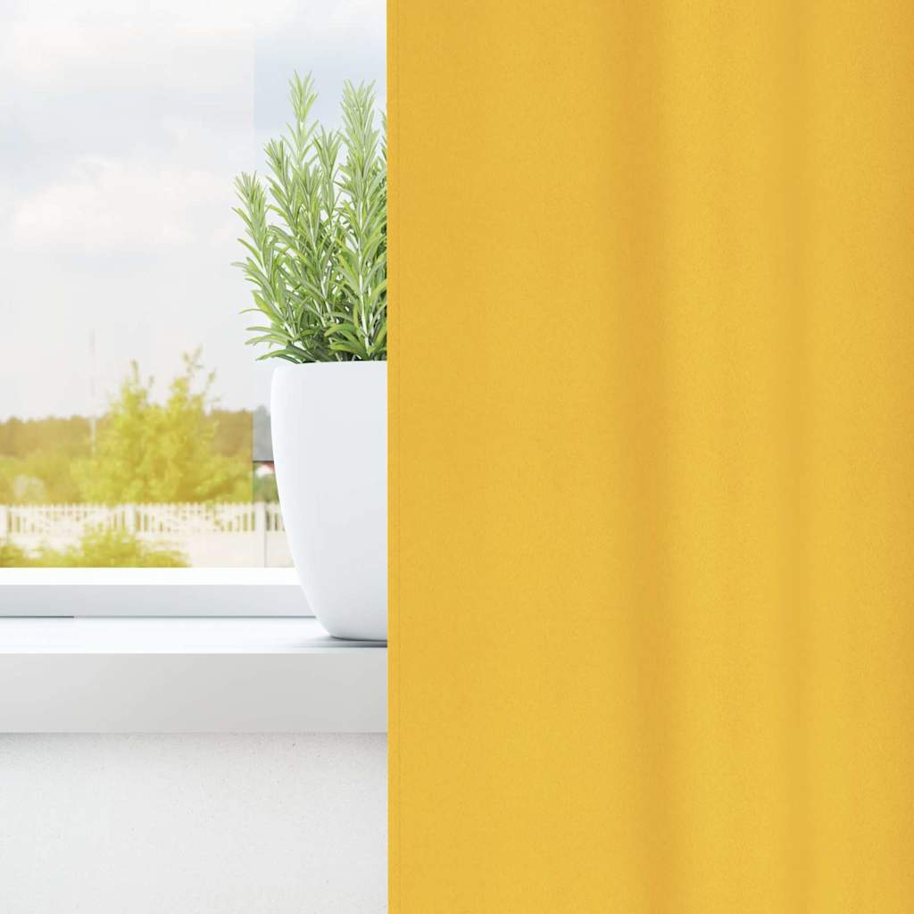 Vidaxl rideaux occultants avec anneaux 2 pcs jaune moutarde 175 x 140 cm