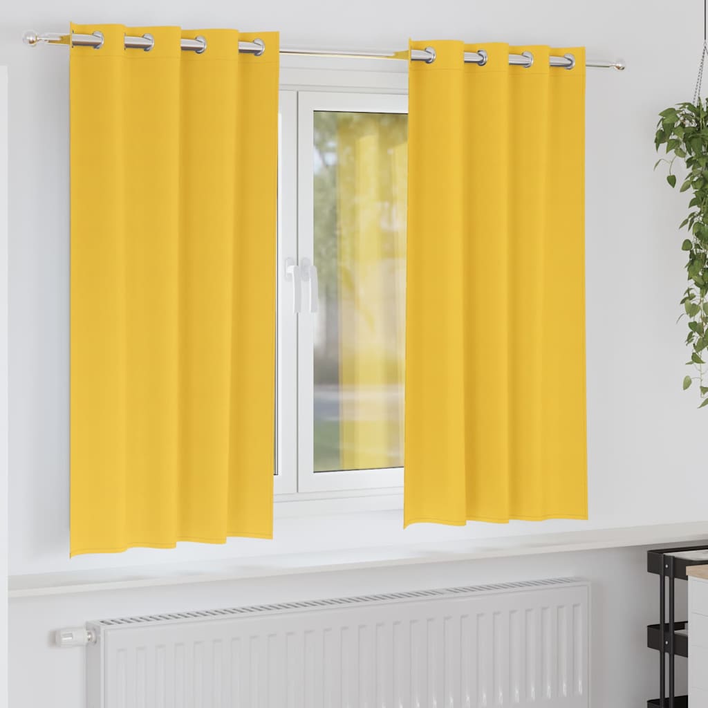 Vidaxl rideaux occultants avec anneaux 2 pcs jaune moutarde 175 x 140 cm