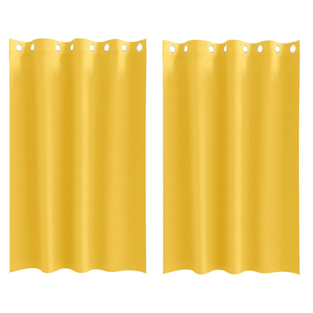 Vidaxl rideaux occultants avec anneaux 2 pcs jaune moutarde 175 x 140 cm
