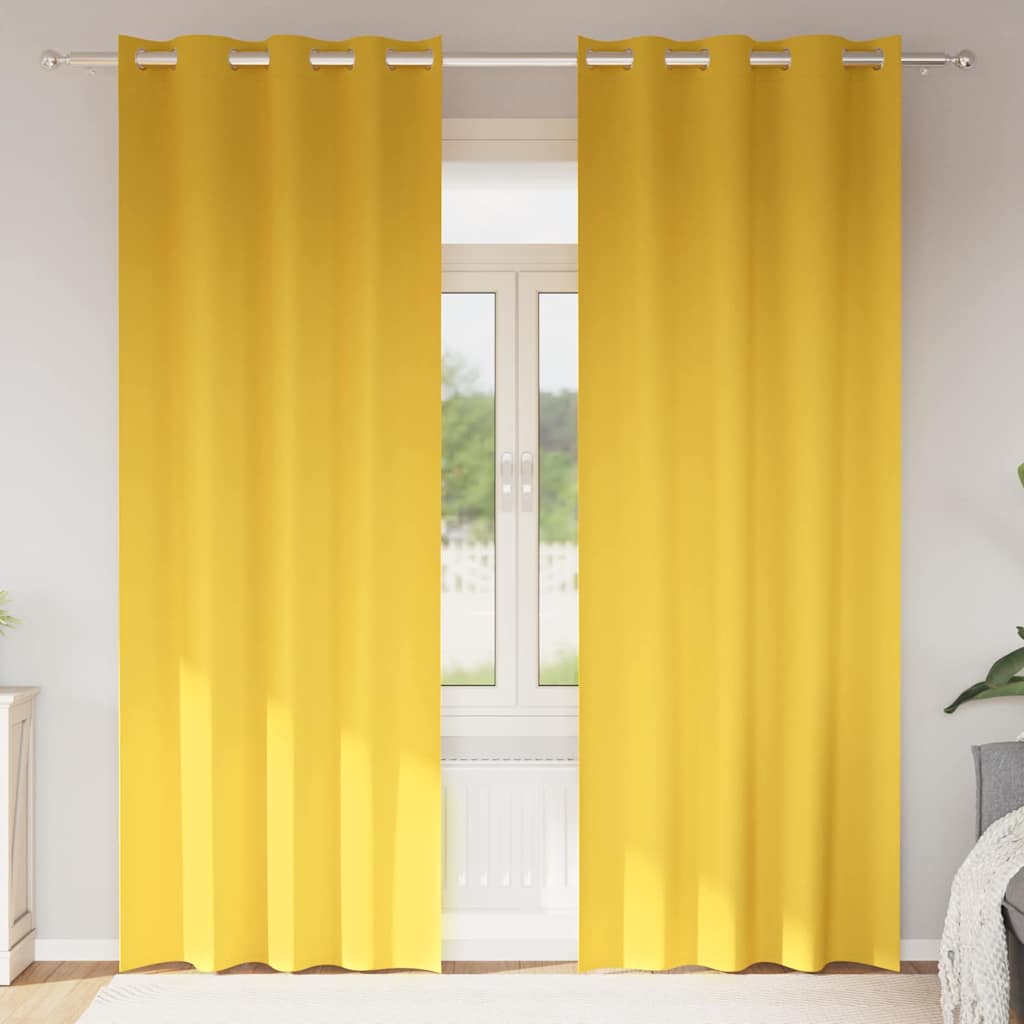 Vidaxl rideaux occultants avec anneaux 2 pcs jaune moutarde 245 x 140 cm