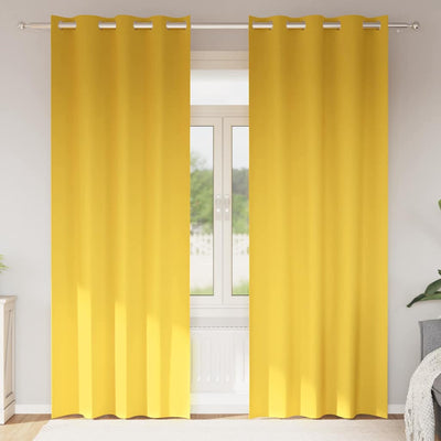 Vidaxl rideaux occultants avec anneaux 2 pcs jaune moutarde 260 x 140 cm