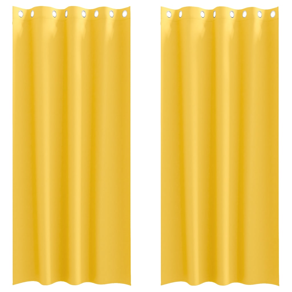 Vidaxl rideaux occultants avec anneaux 2 pcs jaune moutarde 260 x 140 cm