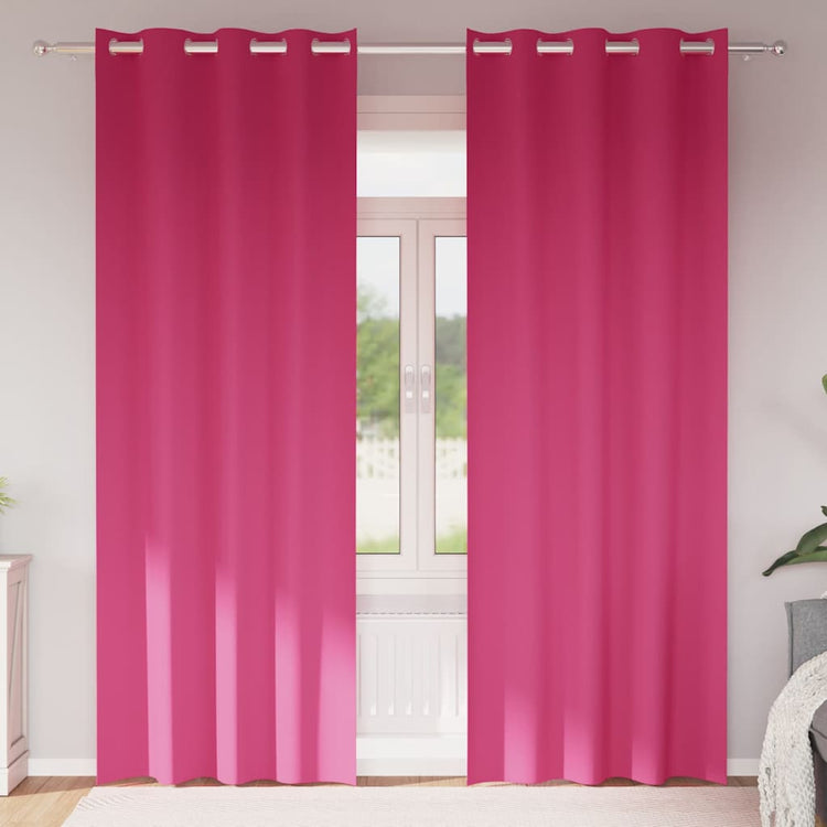 Vidaxl rideaux occultants avec anneaux 2 pcs rose vif 225 x 140 cm