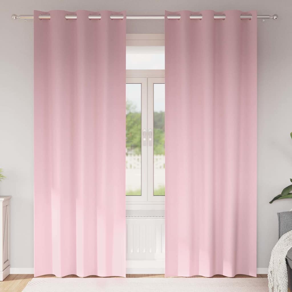 Vidaxl rideaux occultants avec anneaux 2 pcs rose bébé 245 x 140 cm