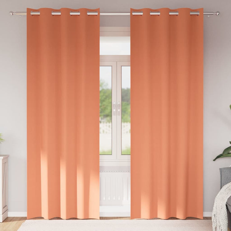 Vidaxxl rideaux occultants avec anneaux 2 pcs terre cuite 225 x 140 cm