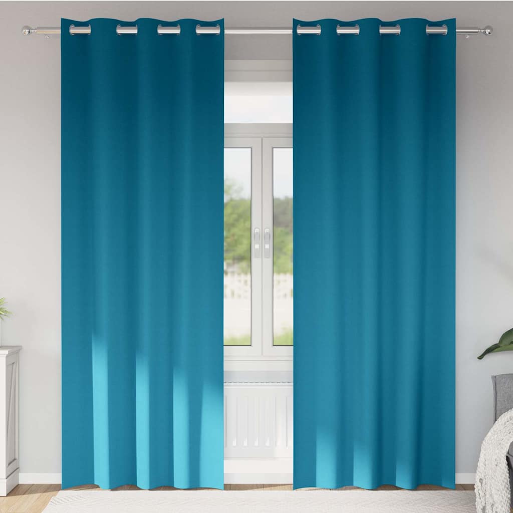 Vidaxxl rideaux occultants avec anneaux 2 pcs turquoise 260 x 140 cm